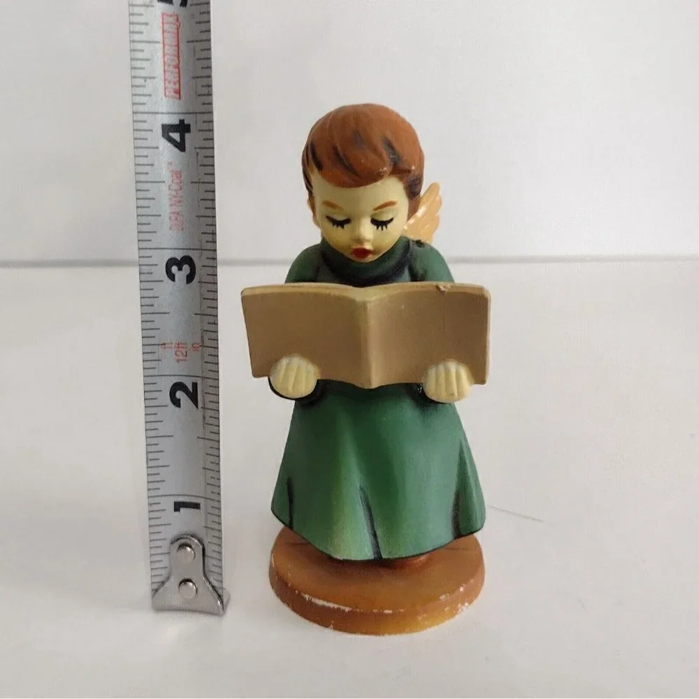 Vintage 1950s Hard Plastic Singing Angel Choral Christmas Tree Ornament